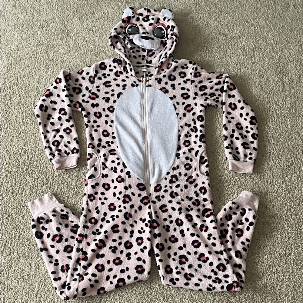 Funzietime Small Pink Leopard Print Animal Onesie